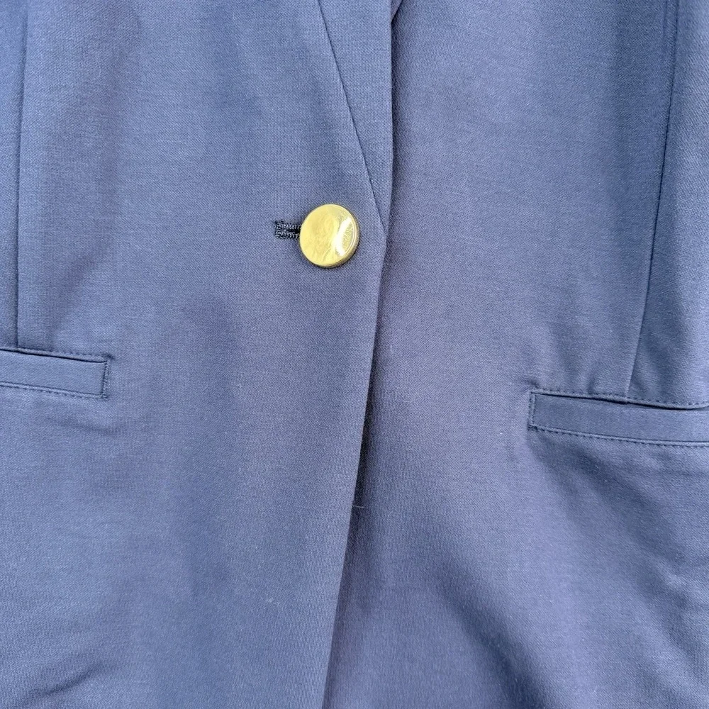 Eloquii Women's Size 18‎ One Button Blazer Jacket Navy Shoulder Pads. 66% Rayon